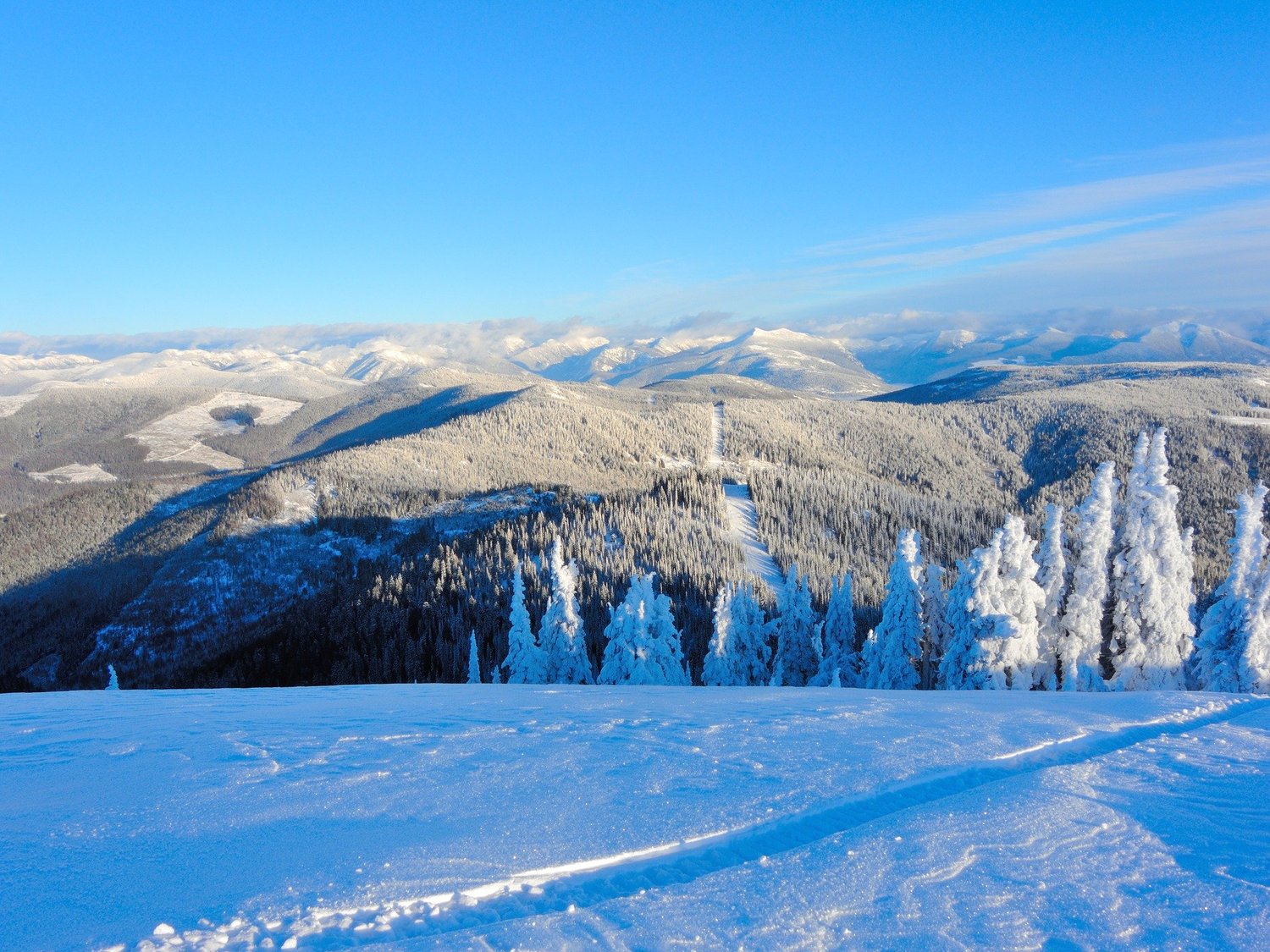 Snowy ridges in the Beaver Mountain riding area